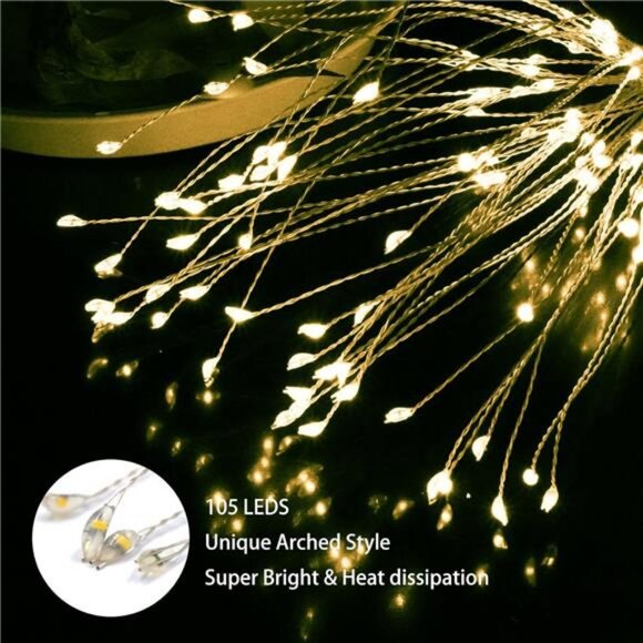 Solar Garden Fairy Fireworks Lights for Yard Decor,4 Pack 120 Leds Solar Fairy - Picture 5 of 8